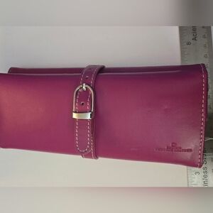 Danier Hot Pink Leather Travel Jewelry Roll